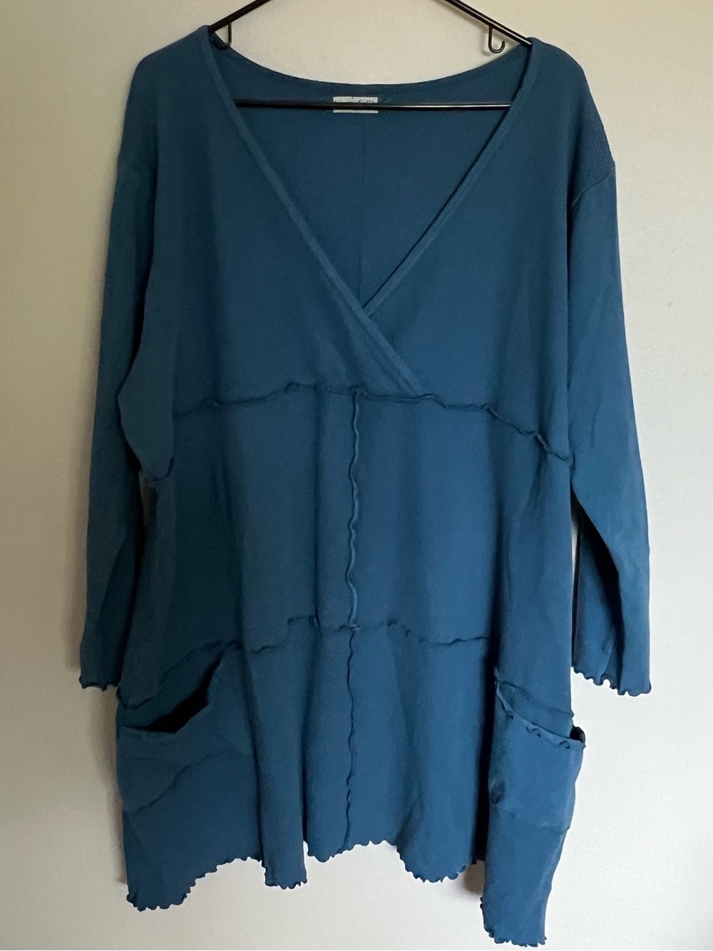 Blue Fish Deep Teal V-Neck Tunic with Patch Pockets